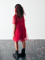 Red Mesh Dress (3-16yrs) - Image 3 of 7