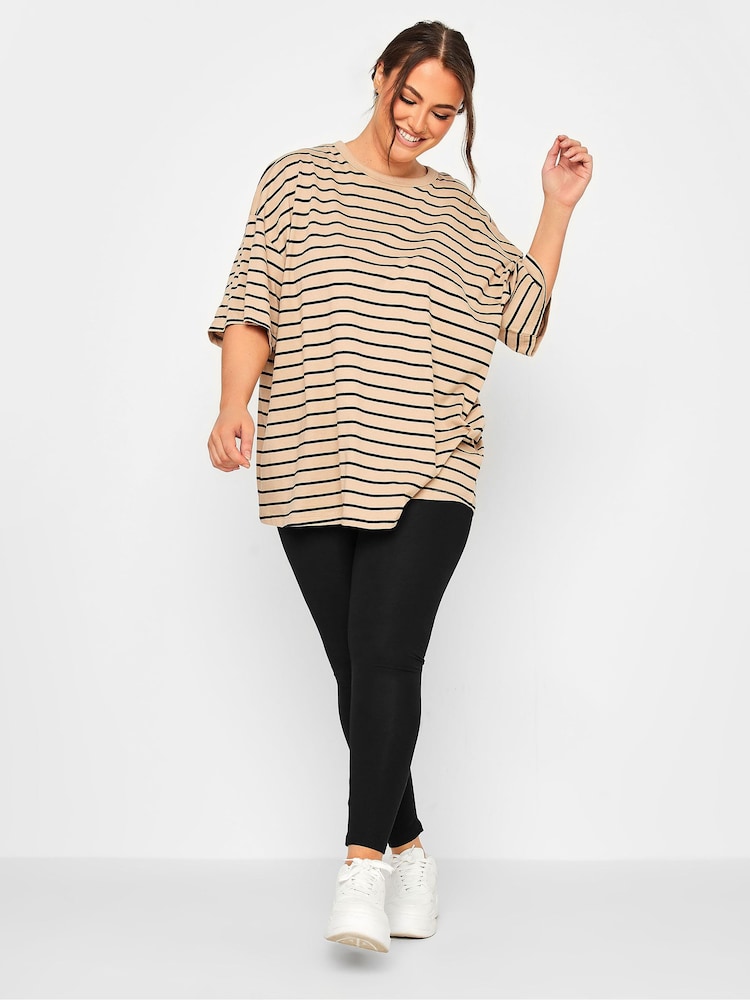 Yours Curve Black Cotton Essential Leggings 2 Pack - Image 2 of 4