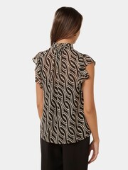 Forever New Black Rayne Petite Ruffle High Neck Blouse - Image 2 of 5
