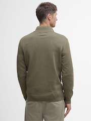 Barbour® Khaki Green 100% Cotton Quarter Zip Jumper - Image 2 of 7
