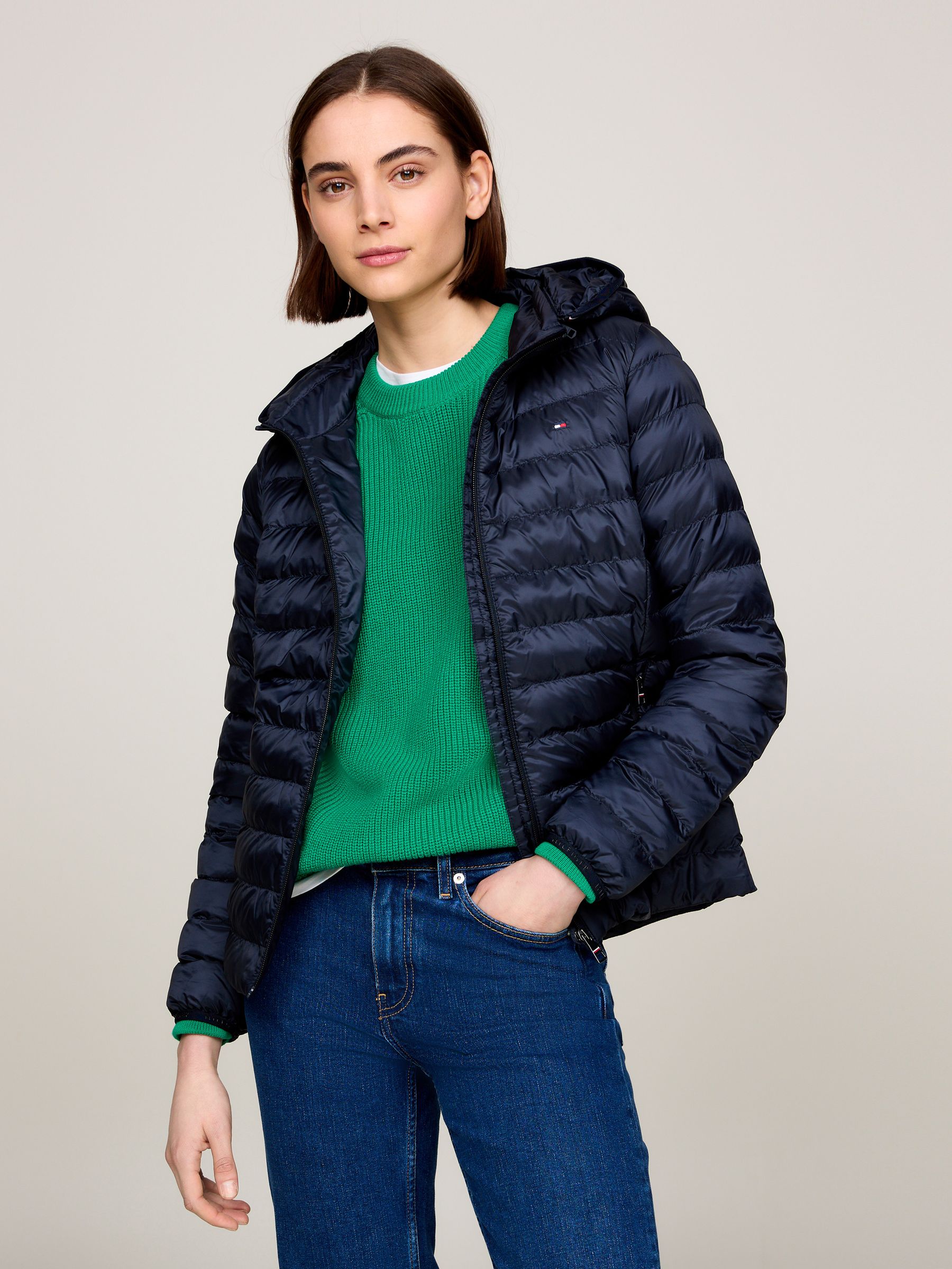 Buy Tommy Hilfiger Dark Blue Down-Filled Hooded Zip-Thru Jacket