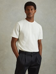 Reiss Off White Wick Textured Crew-Neck T-Shirt - Image 1 of 5