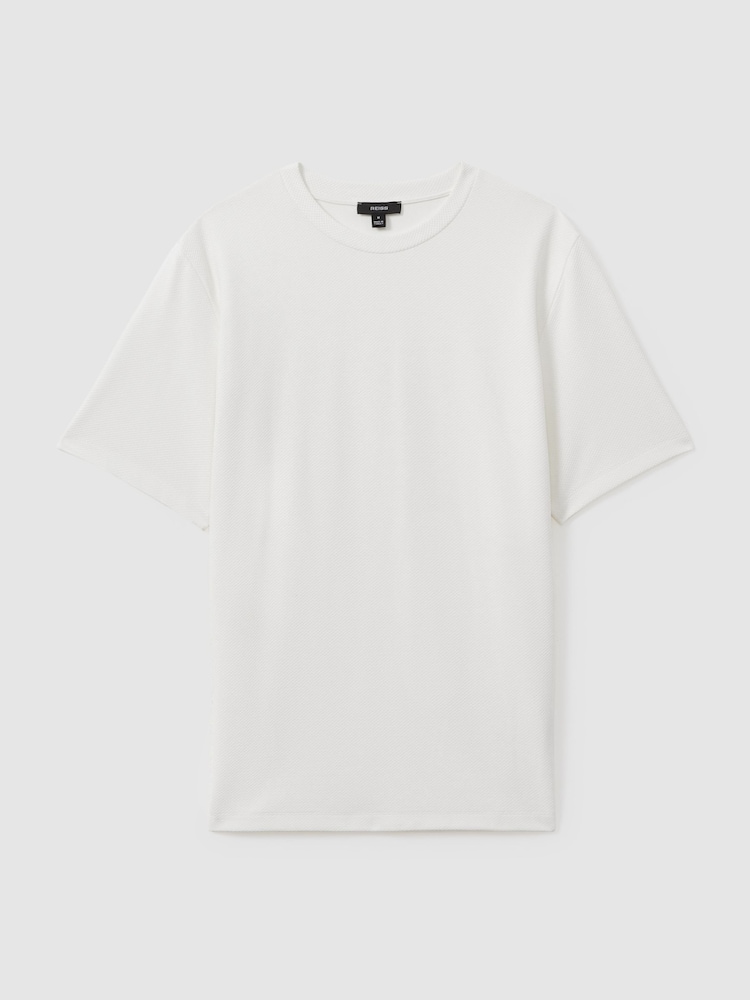 Reiss Off White Wick Textured Crew-Neck T-Shirt - Image 2 of 5