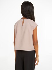 Calvin Klein Pink Seersucker Woven Top - Image 2 of 6