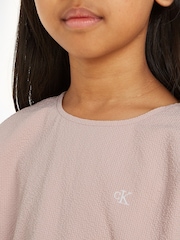 Calvin Klein Pink Seersucker Woven Top - Image 3 of 6