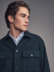 Navy Blue Twin Pocket Shacket Overshirt with Wool - Image 3 of 7