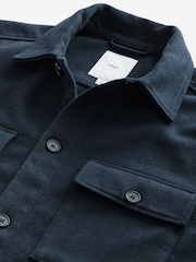 Navy Blue Twin Pocket Shacket Overshirt with Wool - Image 6 of 7