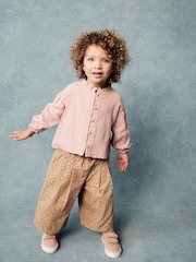Pink 100% Cotton Blouse and Co-ord Trousers Set (3mths-8yrs) - Image 1 of 8
