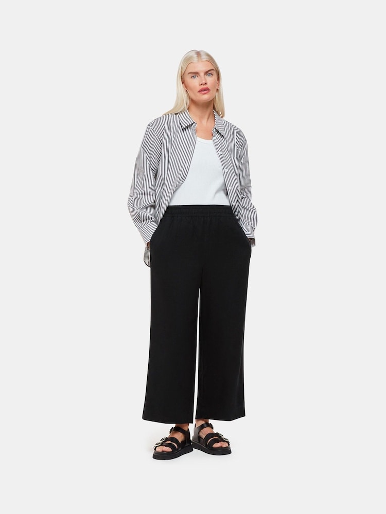 Whistles Black Petite Linen Pocket Trousers - Image 1 of 5