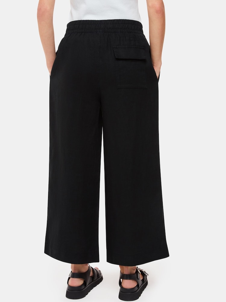 Whistles Black Petite Linen Pocket Trousers - Image 2 of 5