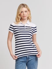 U.S. Polo Assn. Blue Womens Regular Fit Engineered Stripe Polo Shirt - Image 1 of 8