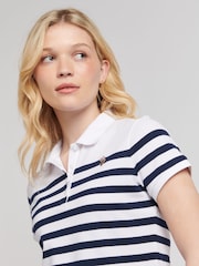 U.S. Polo Assn. Blue Womens Regular Fit Engineered Stripe Polo Shirt - Image 2 of 8