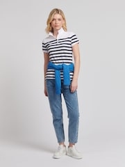 U.S. Polo Assn. Blue Womens Regular Fit Engineered Stripe Polo Shirt - Image 3 of 8