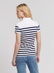 U.S. Polo Assn. Blue Womens Regular Fit Engineered Stripe Polo Shirt - Image 4 of 8