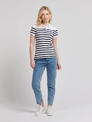U.S. Polo Assn. Blue Womens Regular Fit Engineered Stripe Polo Shirt - Image 5 of 8