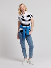 U.S. Polo Assn. Blue Womens Regular Fit Engineered Stripe Polo Shirt - Image 6 of 8