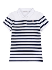 U.S. Polo Assn. Blue Womens Regular Fit Engineered Stripe Polo Shirt - Image 7 of 8