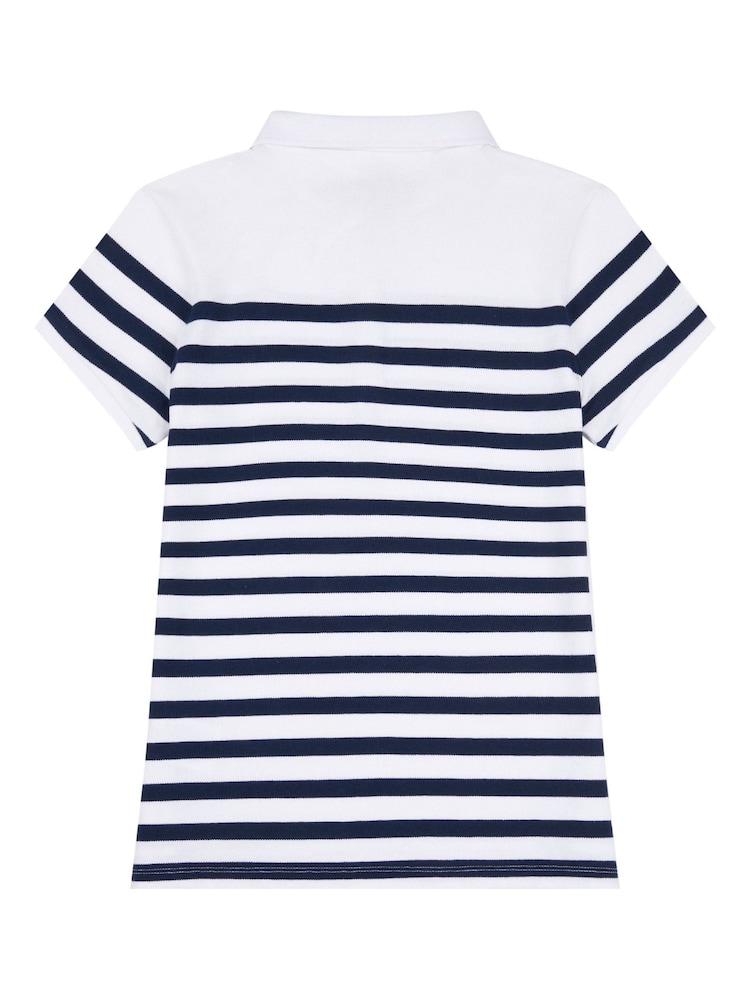 U.S. Polo Assn. Blue Womens Regular Fit Engineered Stripe Polo Shirt - Image 8 of 8
