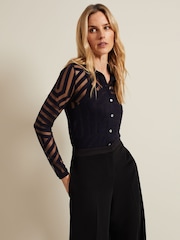 Phase Eight Blue Vida Burnout Shirt - Image 1 of 6