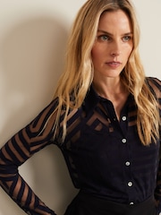 Phase Eight Blue Vida Burnout Shirt - Image 5 of 6