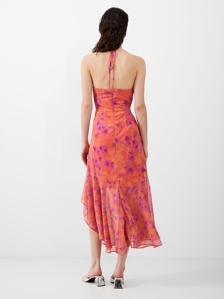 French Connection Orange Arla Hallie Crinkle Ruffle Dress - Image 2 of 4