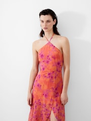 French Connection Orange Arla Hallie Crinkle Ruffle Dress - Image 3 of 4