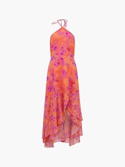 French Connection Orange Arla Hallie Crinkle Ruffle Dress - Image 4 of 4