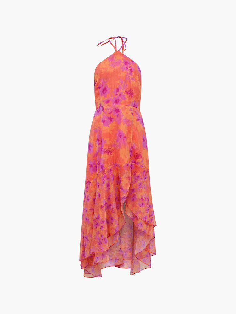 French Connection Orange Arla Hallie Crinkle Ruffle Dress - Image 4 of 4
