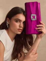 Pink Sparkle Brooch Clutch Bag - Image 1 of 8