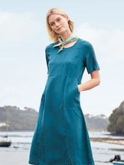 Seasalt Cornwall Blue Grass Wave 100% Linen Dress - Image 1 of 5