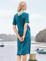 Seasalt Cornwall Blue Grass Wave 100% Linen Dress - Image 2 of 5