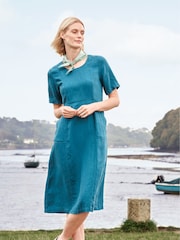 Seasalt Cornwall Blue Grass Wave 100% Linen Dress - Image 5 of 5