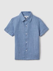 Reiss Sky Blue Holiday 13-14 yrs Short-Sleeve Shirt - Image 1 of 4