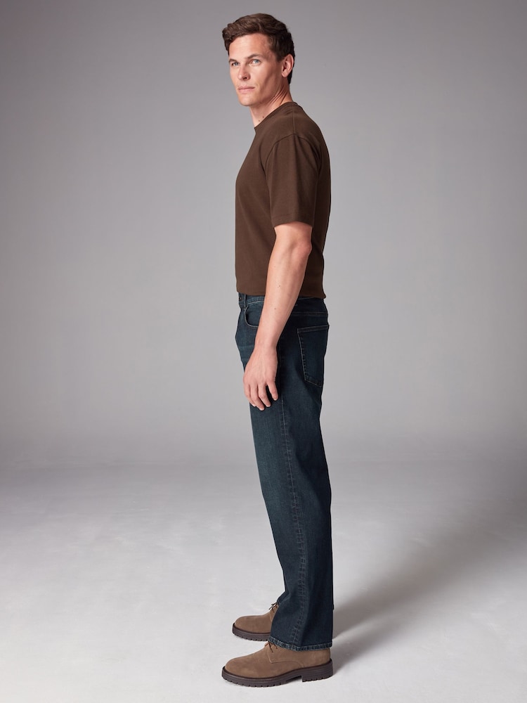 Bleu foncé lavé - Lit 1 place - Straight Fit Classic Jeans extensibles - Image 3 of 11