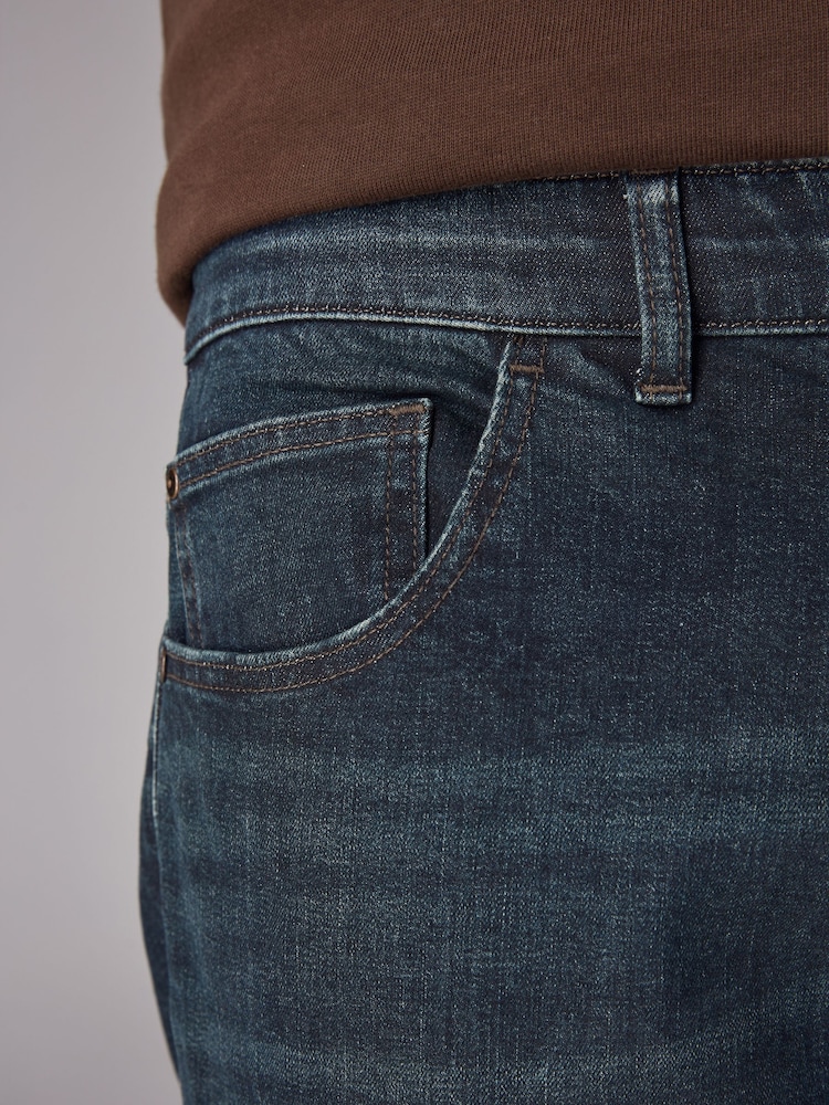 Bleu foncé lavé - Lit 1 place - Straight Fit Classic Jeans extensibles - Image 5 of 11