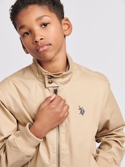 U.S. Polo Assn. Brown Boys 100% Cotton Twill Harrington Jacket - Image 2 of 8