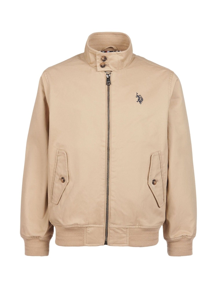 U.S. Polo Assn. Brown Boys 100% Cotton Twill Harrington Jacket - Image 6 of 8