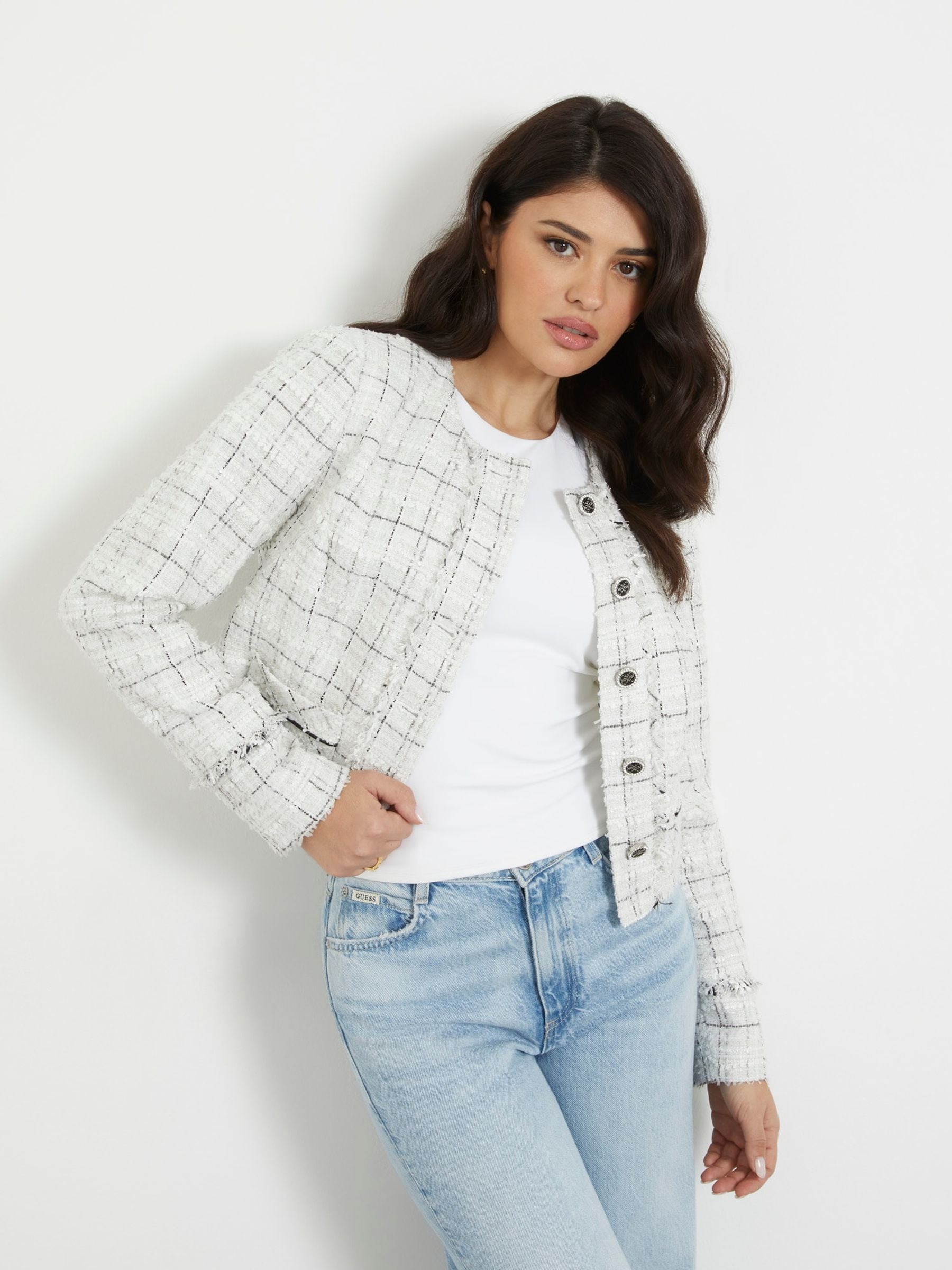 Guess tweed coat cheap