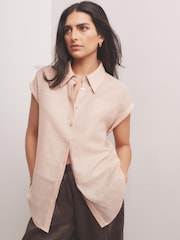 Mint Velvet Pink Linen Blend Sheer Panel Shirt - Image 2 of 7