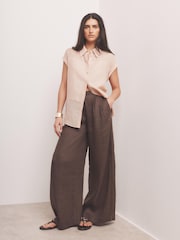 Mint Velvet Pink Linen Blend Sheer Panel Shirt - Image 3 of 7