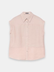 Mint Velvet Pink Linen Blend Sheer Panel Shirt - Image 6 of 7