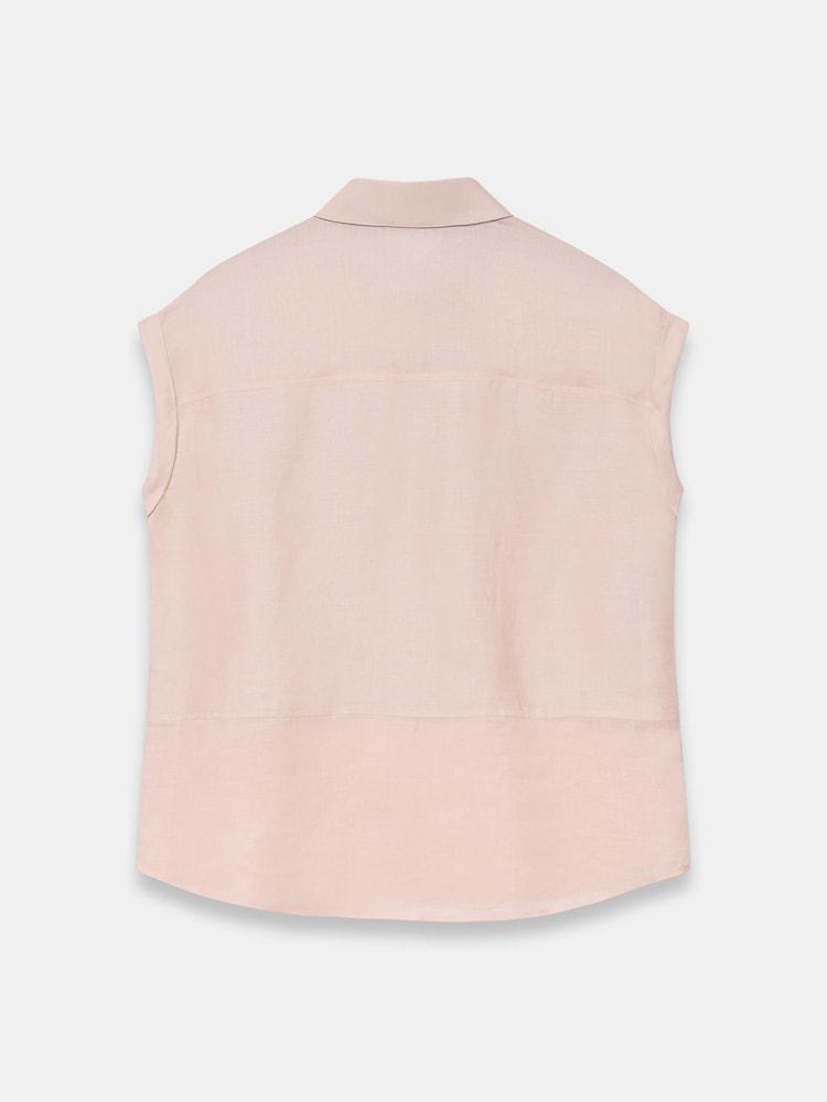 Mint Velvet Pink Linen Blend Sheer Panel Shirt - Image 7 of 7