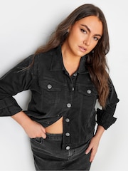 Yours Curve Black Curve 100% Cotton Classic Denim Jacket - Image 1 of 4