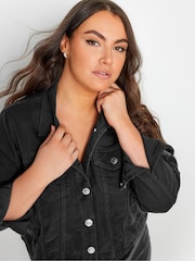 Yours Curve Black Curve 100% Cotton Classic Denim Jacket - Image 4 of 4
