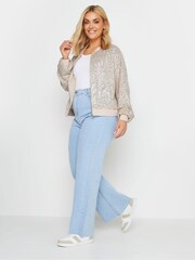 Yours Curve Silver Sequin Embellished Bomber Jacket - Image 2 of 4