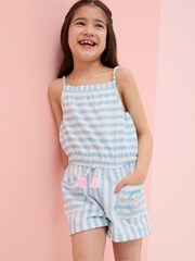 FatFace Amelia Geo Print Blue Print Playsuit - Image 1 of 5