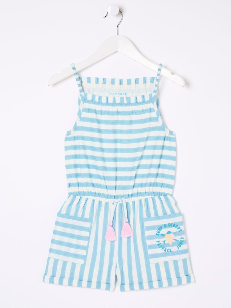FatFace Amelia Geo Print Blue Print Playsuit - Image 5 of 5