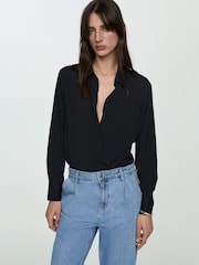Mango Blue Straight Pleated Jeans - Image 4 of 7