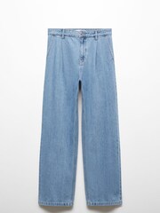 Mango Blue Straight Pleated Jeans - Image 6 of 7