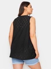 Yours Curve Black Broderie Pleated Swing Vest 2 Pack - Image 5 of 8
